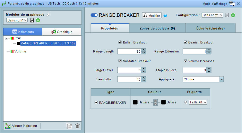 Range Breaker settings panel