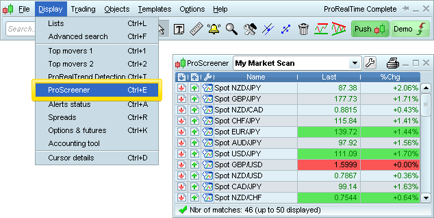 ProScreener Open Window