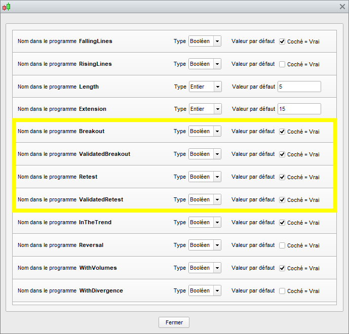 TrendLines Breaker Screener Setting Signals