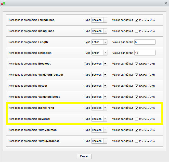 TrendLines Breaker Screener Setting Trend Filter