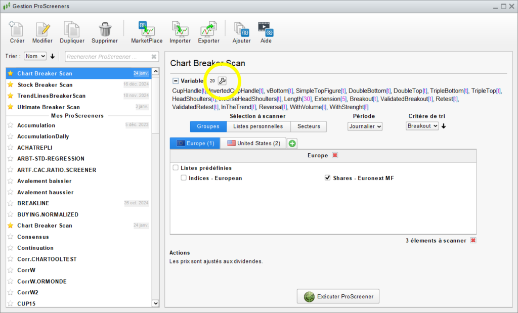 Chart Breaker Screener Parameters