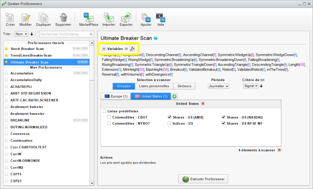 Ultimate Breaker Screener Setting