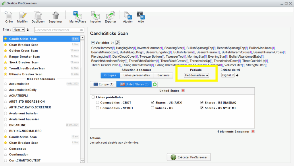 CandleSticks Screener Timeframe Setting