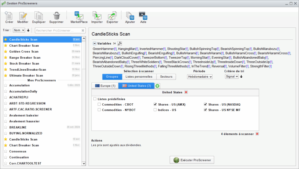 ProScreener Select CandleSticks Screener