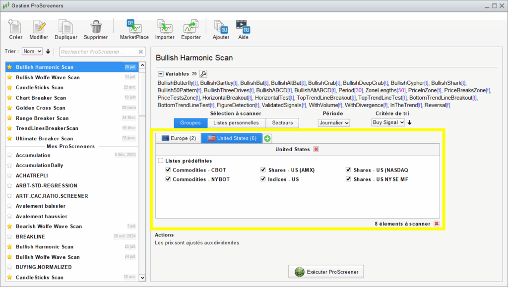Bullish Harmonic Screener Asset List