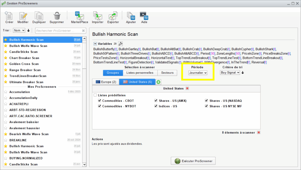 Bullish Harmonic Screener Period