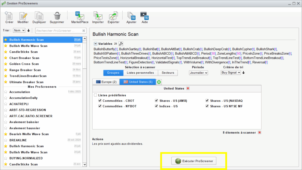 Bullish Harmonic Screener Running