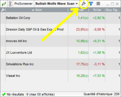 Wolfe Wave open ProScreener management window