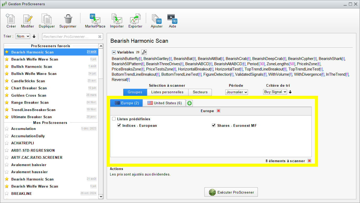 Bearish Harmonic Screener Asset List