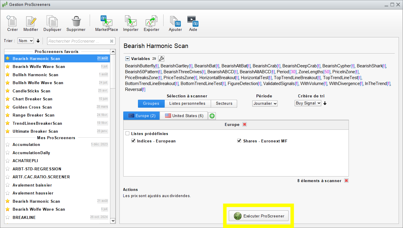 Bearish Harmonic Screener Running
